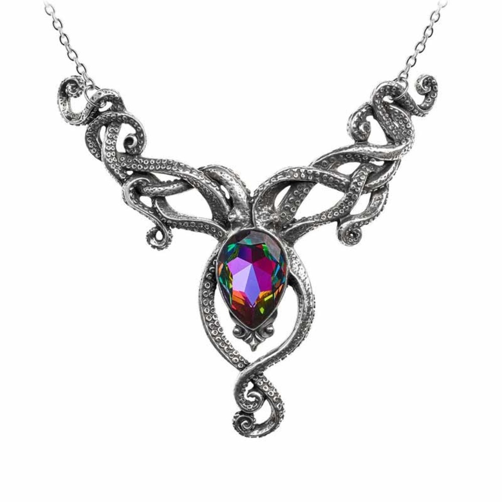 Alchemy Gothic Kraken Necklace Tentacles & Volcano Effect Crystal NWT
